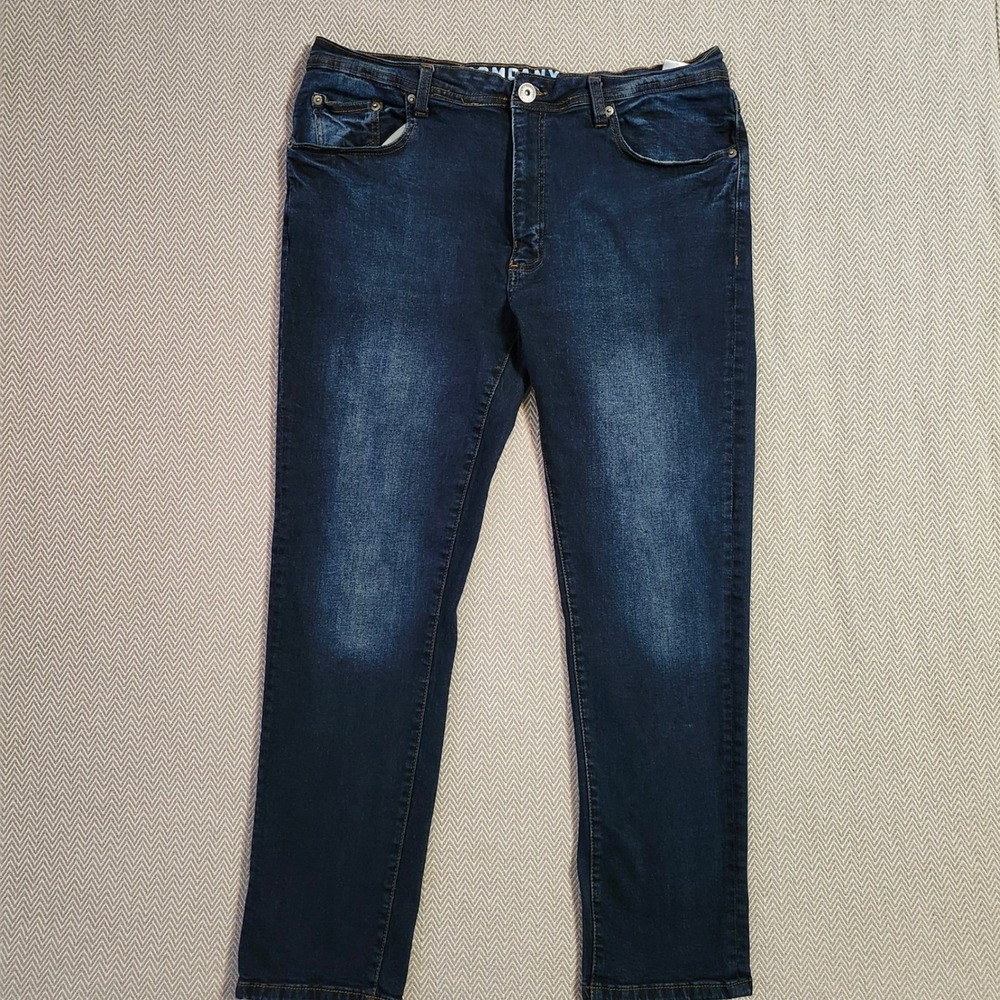 Company 81 Mens Dark Wash Stretch Straight Leg Denim Jeans Blue 36x30